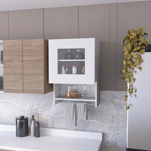 HomeRoots 20" White Accent Cabinet - Modern Glass-Front Storage with Two Shelves for Stylish Home Organization 518041