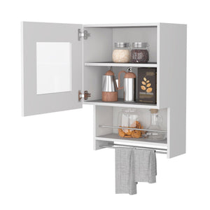 HomeRoots 20" White Accent Cabinet - Modern Glass-Front Storage with Two Shelves for Stylish Home Organization 518041