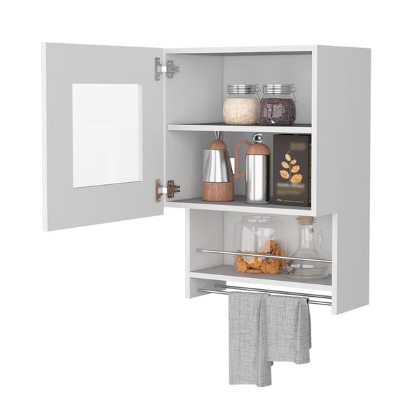 HomeRoots 20" White Accent Cabinet - Modern Glass-Front Storage with Two Shelves for Stylish Home Organization 518041
