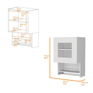 HomeRoots 20" White Accent Cabinet - Modern Glass-Front Storage with Two Shelves for Stylish Home Organization 518041