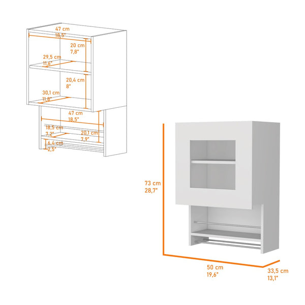HomeRoots 20" White Accent Cabinet - Modern Glass-Front Storage with Two Shelves for Stylish Home Organization 518041