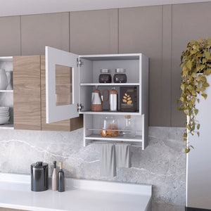 HomeRoots 20" White Accent Cabinet - Modern Glass-Front Storage with Two Shelves for Stylish Home Organization 518041