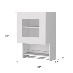 HomeRoots 20" White Accent Cabinet - Modern Glass-Front Storage with Two Shelves for Stylish Home Organization 518041