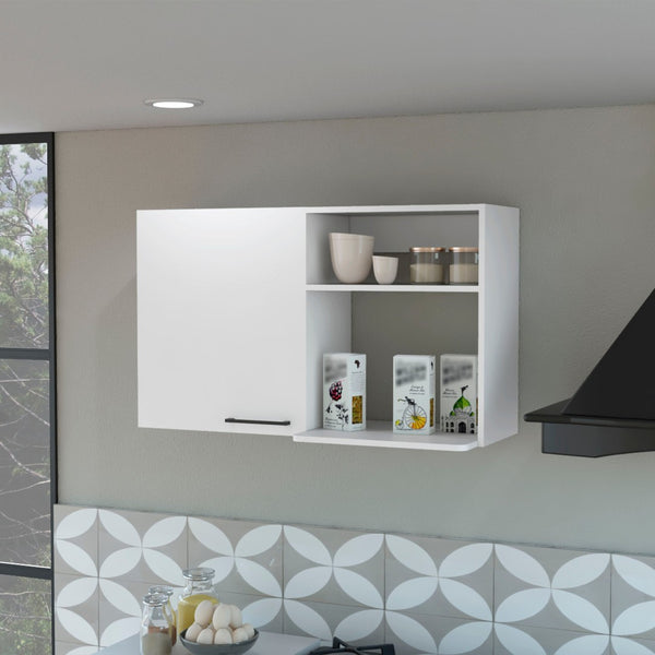 HomeRoots 39" Elegant White Accent Cabinet with Open Shelves & Stylish Storage for Living Room or Hallway 518042