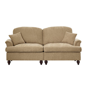English Elm Elegant Mid Century Two-Seater Sofa Couch With Flared Arms, Removable Skirts & Premium Chenille W3041S00241