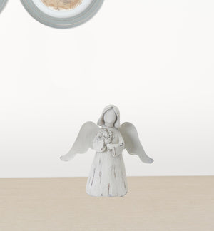 Homeroots Set Of Six 6" White Washed Polyresin Angel Figurine Tabletop Sculpture  Polyresin 518053