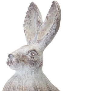 Homeroots Set Of Two 17" White Washed Polyresin Rabbit Tabletop Sculptures  Polyresin 518056