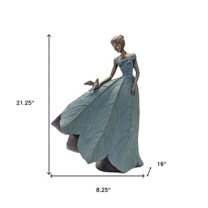 Homeroots Set Of Two 21" Blue Resin Woman Figurine Tabletop Sculpture  Cement 518073