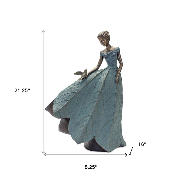 Homeroots Set Of Two 21" Blue Resin Woman Figurine Tabletop Sculpture  Cement 518073