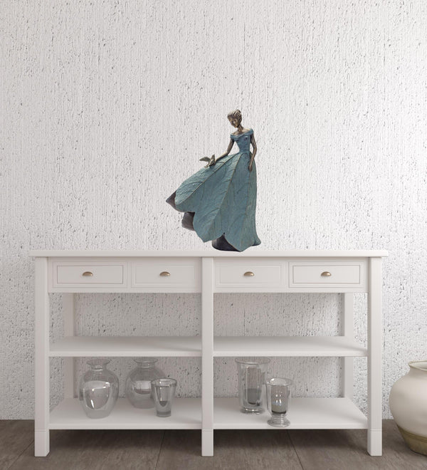 Homeroots Set Of Two 21" Blue Resin Woman Figurine Tabletop Sculpture  Cement 518073