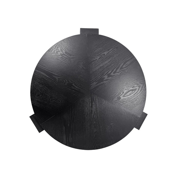English Elm 33'' Round Coffee Table Parquet Veneer Flip Top Hidden Storage Wabi-sabi Living Room Black W1435P419322