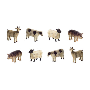 Homeroots Set Of Eight 0" Brown And White Polyresin Farm Animals Figurine  Polyresin 518113