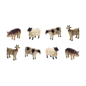Homeroots Set Of Eight 0" Brown And White Polyresin Farm Animals Figurine  Polyresin 518113