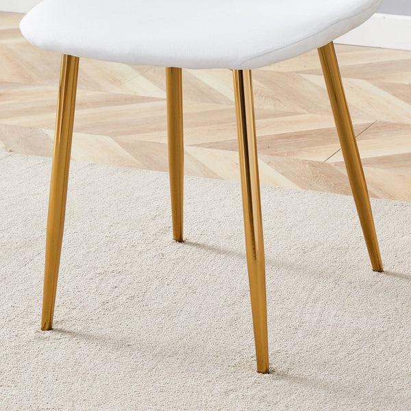 English Elm Table and Chair Set Extendable Round Mdf Dining with Gold Legs Linen Seats W1151S03957