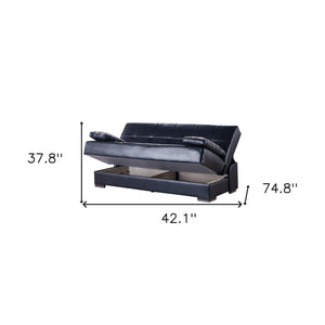 Homeroots 75" Dark Brown Faux Leather Sleeper Sofa And Toss Pillows With Brown Legs   518147