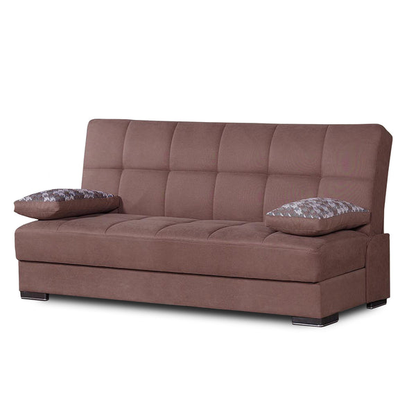 Homeroots 75" Brown Chenille Sleeper Sofa And Toss Pillows   518150