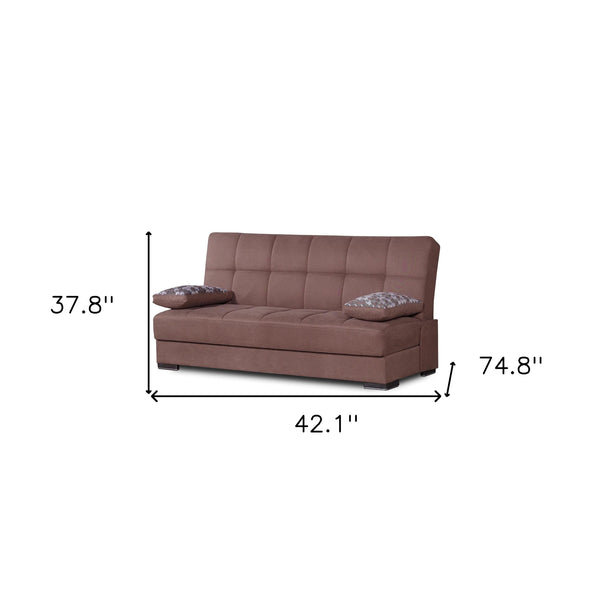 Homeroots 75" Brown Chenille Sleeper Sofa And Toss Pillows   518150