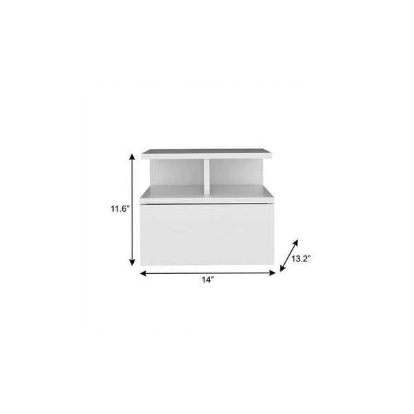 14 Inch Floating Nightstand with Single Drawer Clean Wood Design for Modern Bedrooms