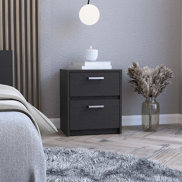 Homeroots 19" Black Two Drawer Nightstand   518162