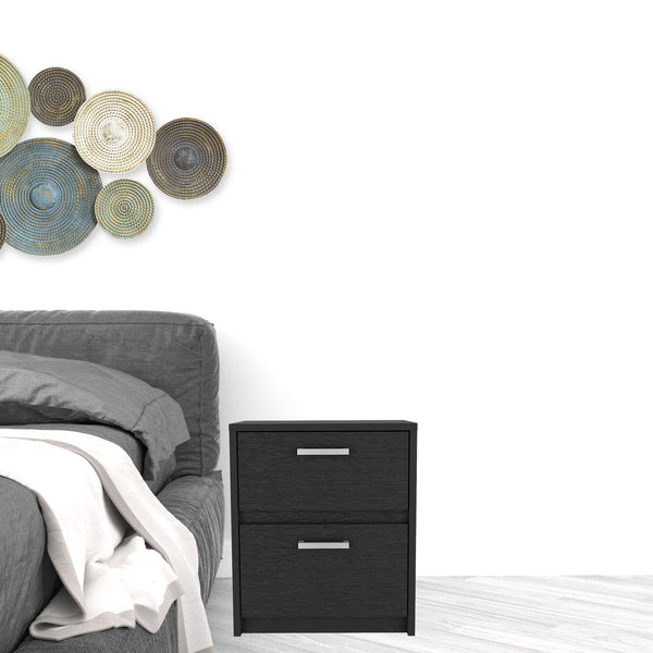 Homeroots 19" Black Two Drawer Nightstand   518162