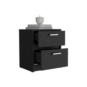 Homeroots 19" Black Two Drawer Nightstand   518162