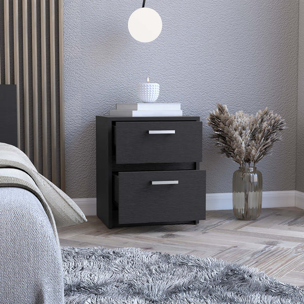 Homeroots 19" Black Two Drawer Nightstand   518162