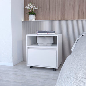 Homeroots 21" White One Drawer Nightstand With Integrated Tech   518167