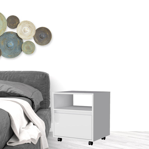 Homeroots 21" White One Drawer Nightstand With Integrated Tech   518167