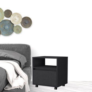 Homeroots 21" Black One Drawer Nightstand With Integrated Tech   518168