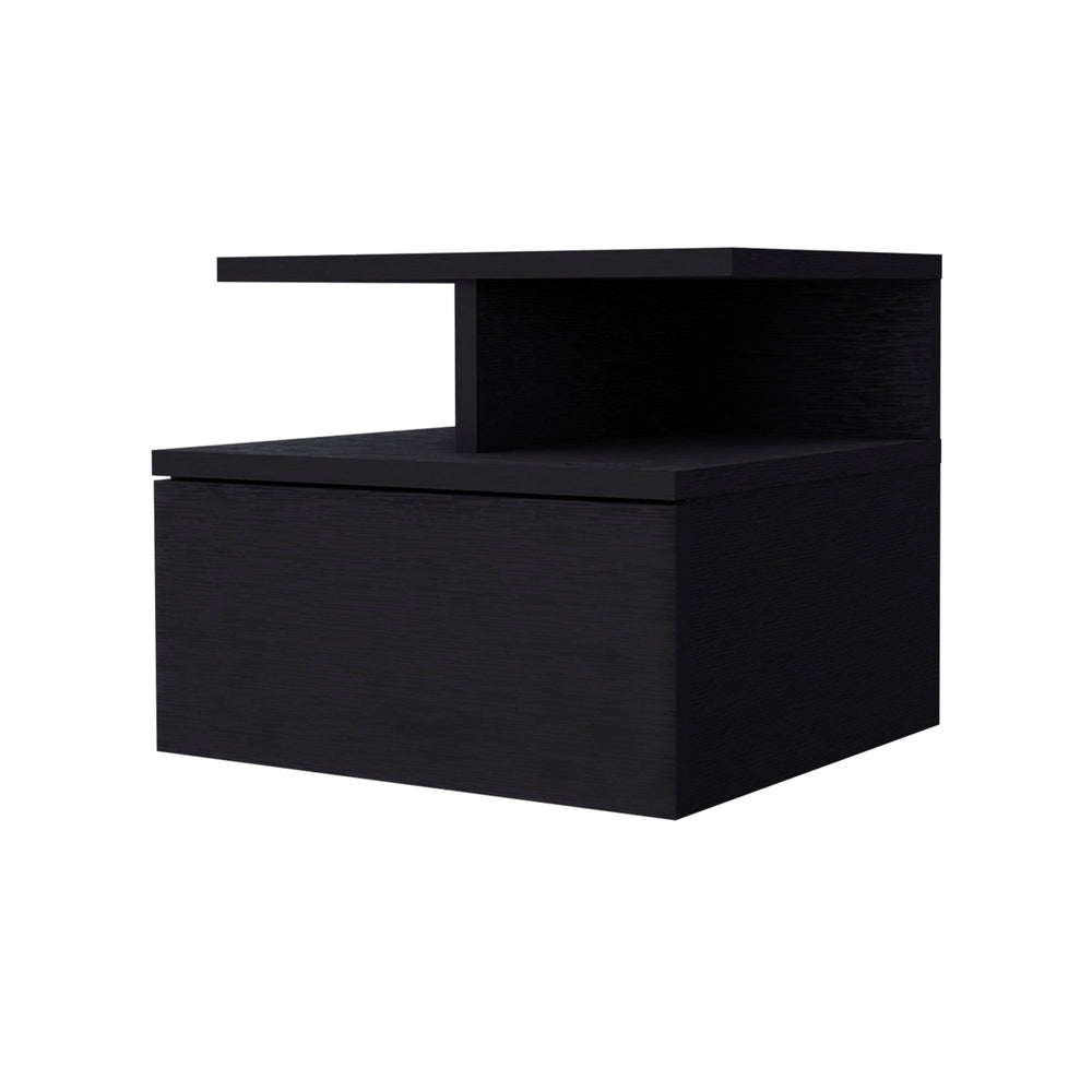 Homeroots 12" Black One Drawer Nightstand With Integrated Tech   518170