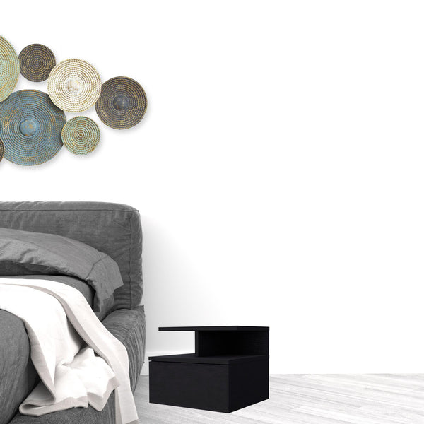 Homeroots 12" Black One Drawer Nightstand With Integrated Tech   518170