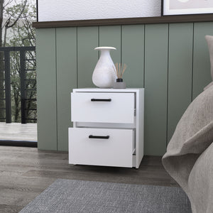 Homeroots 19" White Two Drawer Nightstand With Integrated Tech   518171