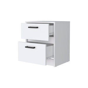 Homeroots 19" White Two Drawer Nightstand With Integrated Tech   518171