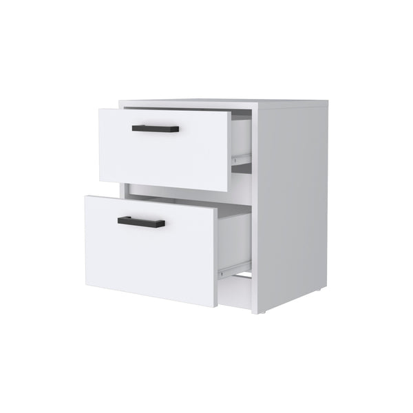 Homeroots 19" White Two Drawer Nightstand With Integrated Tech   518171