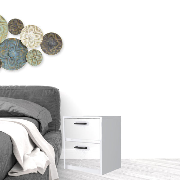 Homeroots 19" White Two Drawer Nightstand With Integrated Tech   518171