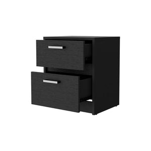 Homeroots 19" Black Two Drawer Nightstand With Integrated Tech   518172