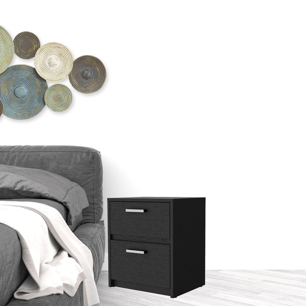 Homeroots 19" Black Two Drawer Nightstand With Integrated Tech   518172