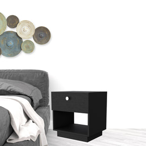 Homeroots 20" Black One Drawer Nightstand With Integrated Tech   518174