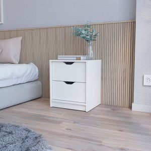 Homeroots 19" White Two Drawer Nightstand With Integrated Tech   518175