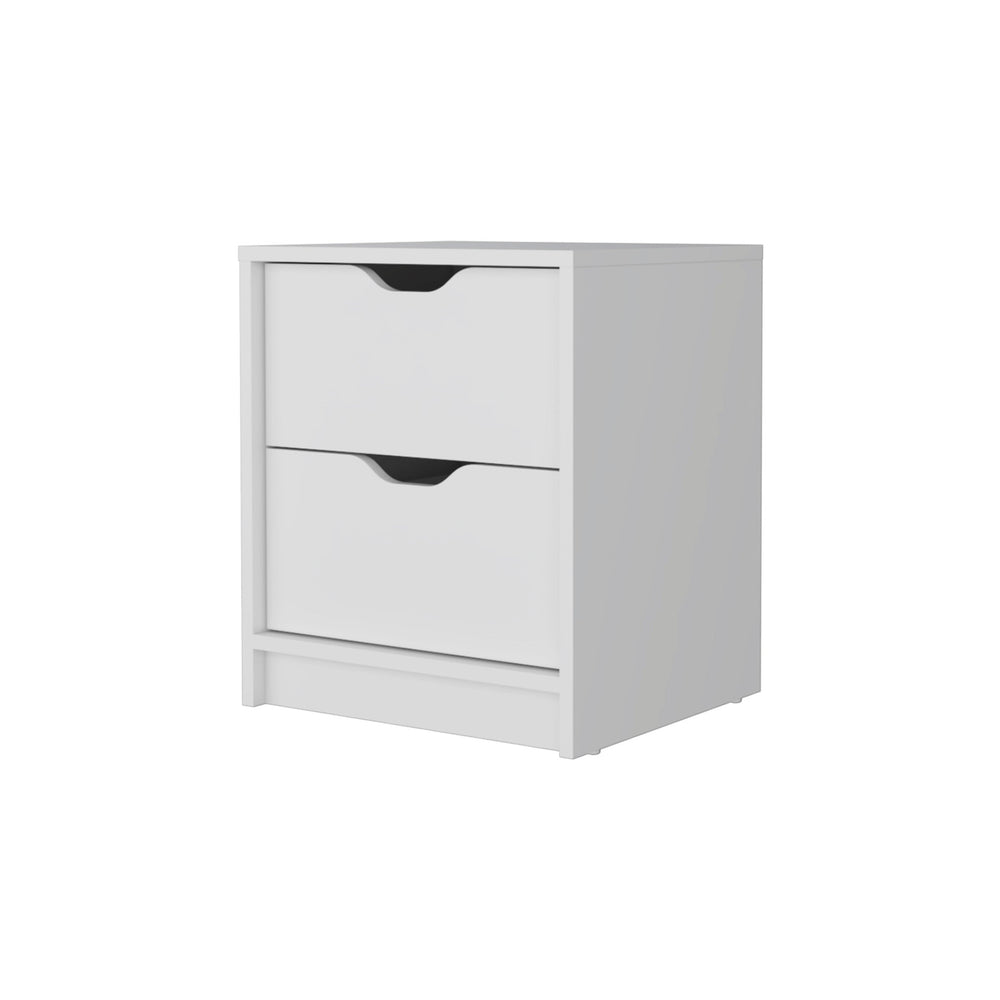 Homeroots 19" White Two Drawer Nightstand With Integrated Tech   518175