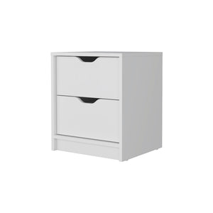Homeroots 19" White Two Drawer Nightstand With Integrated Tech   518175