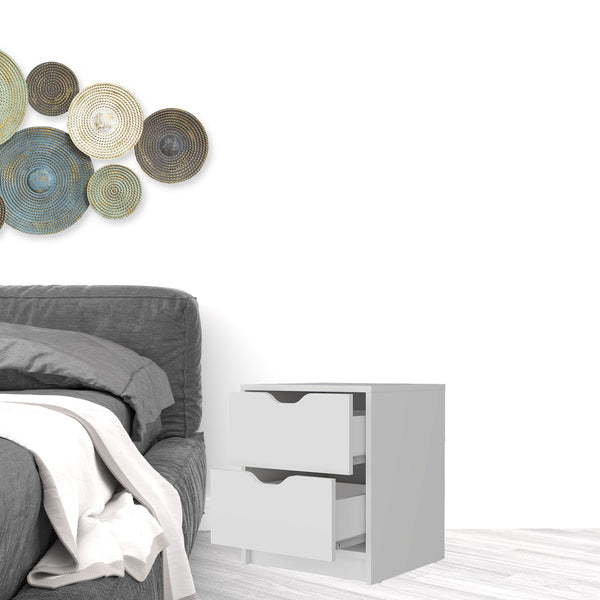 Homeroots 19" White Two Drawer Nightstand With Integrated Tech   518175