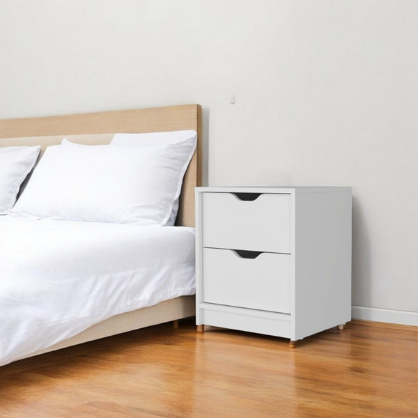 HomeRoots 19" White Wood Nightstand with Built-in Charging Ports, Soft-Close Drawers & Stylish Storage Solutions 518175