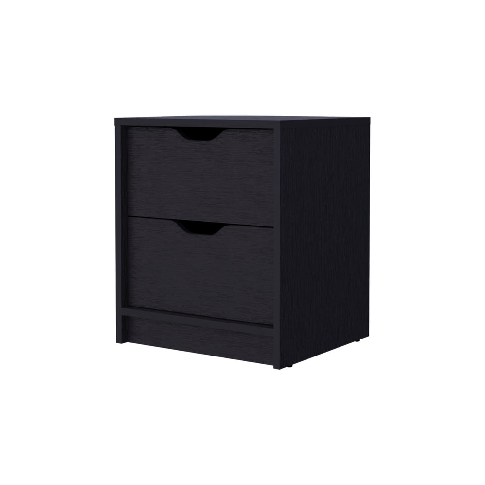 Homeroots 19" Black Two Drawer Nightstand With Integrated Tech   518176