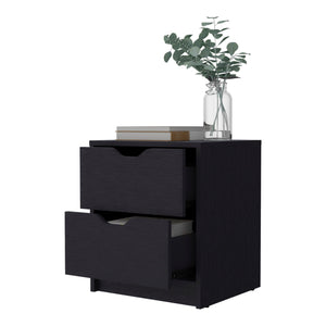 Homeroots 19" Black Two Drawer Nightstand With Integrated Tech   518176
