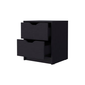 Homeroots 19" Black Two Drawer Nightstand With Integrated Tech   518176