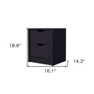 Homeroots 19" Black Two Drawer Nightstand With Integrated Tech   518176