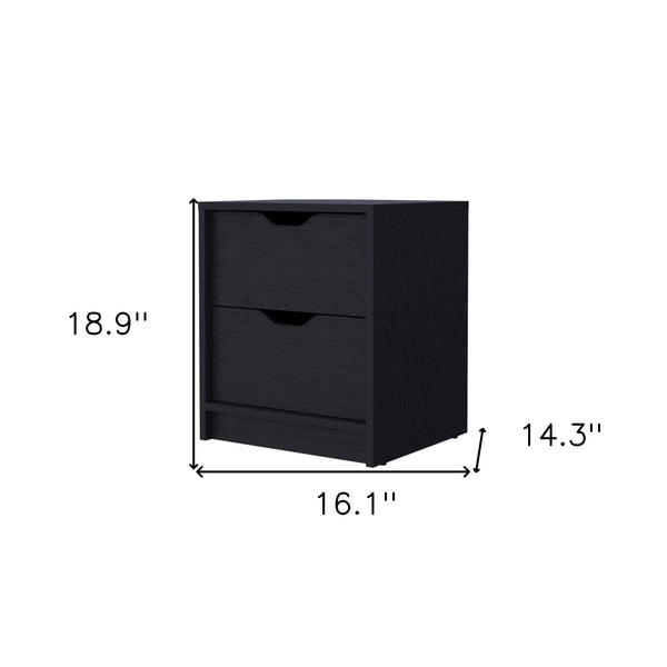 Homeroots 19" Black Two Drawer Nightstand With Integrated Tech   518176