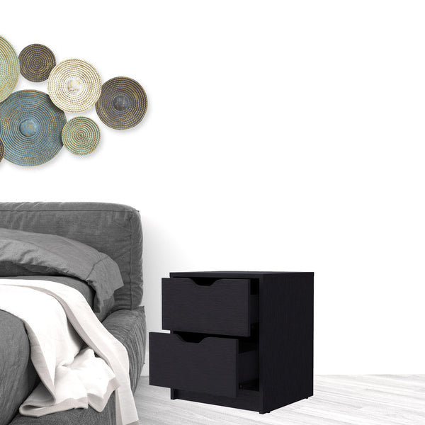 Homeroots 19" Black Two Drawer Nightstand With Integrated Tech   518176