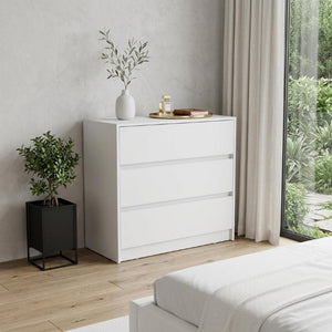 33 Inch Solid Wood Three Drawer Dresser for Bedroom Storage and Organization